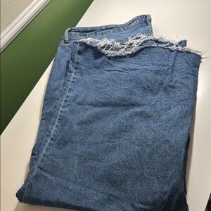 Frayed Hem Blue Denim Jeans